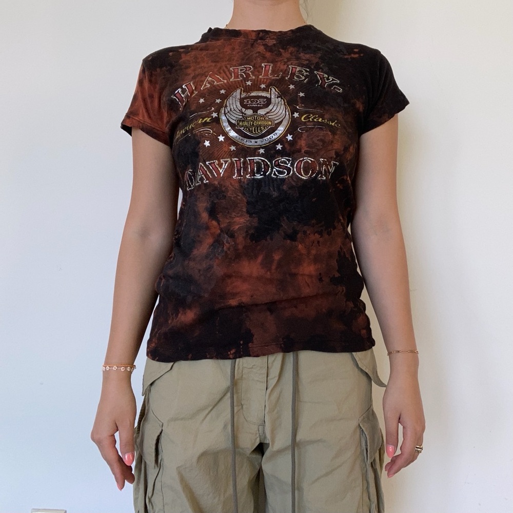 🔥vintage Harley-Davidson🔥 Tie dye print fitted tshirts in rust color🔥